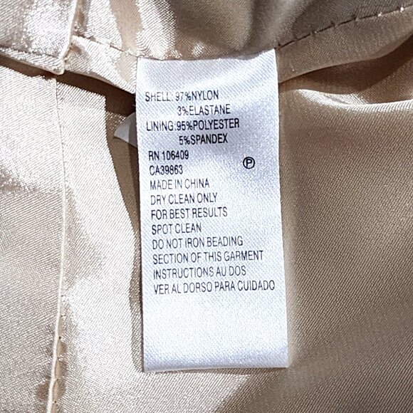 Tahari ASL Black Lace Sequin Dress Shimmery Gold Lining Fit & Flare - Picture 5 of 5